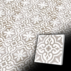 Zementfliese mit sternförmigem Motiv 20x20 cm in Grau - geeigent für Küchenzimmer